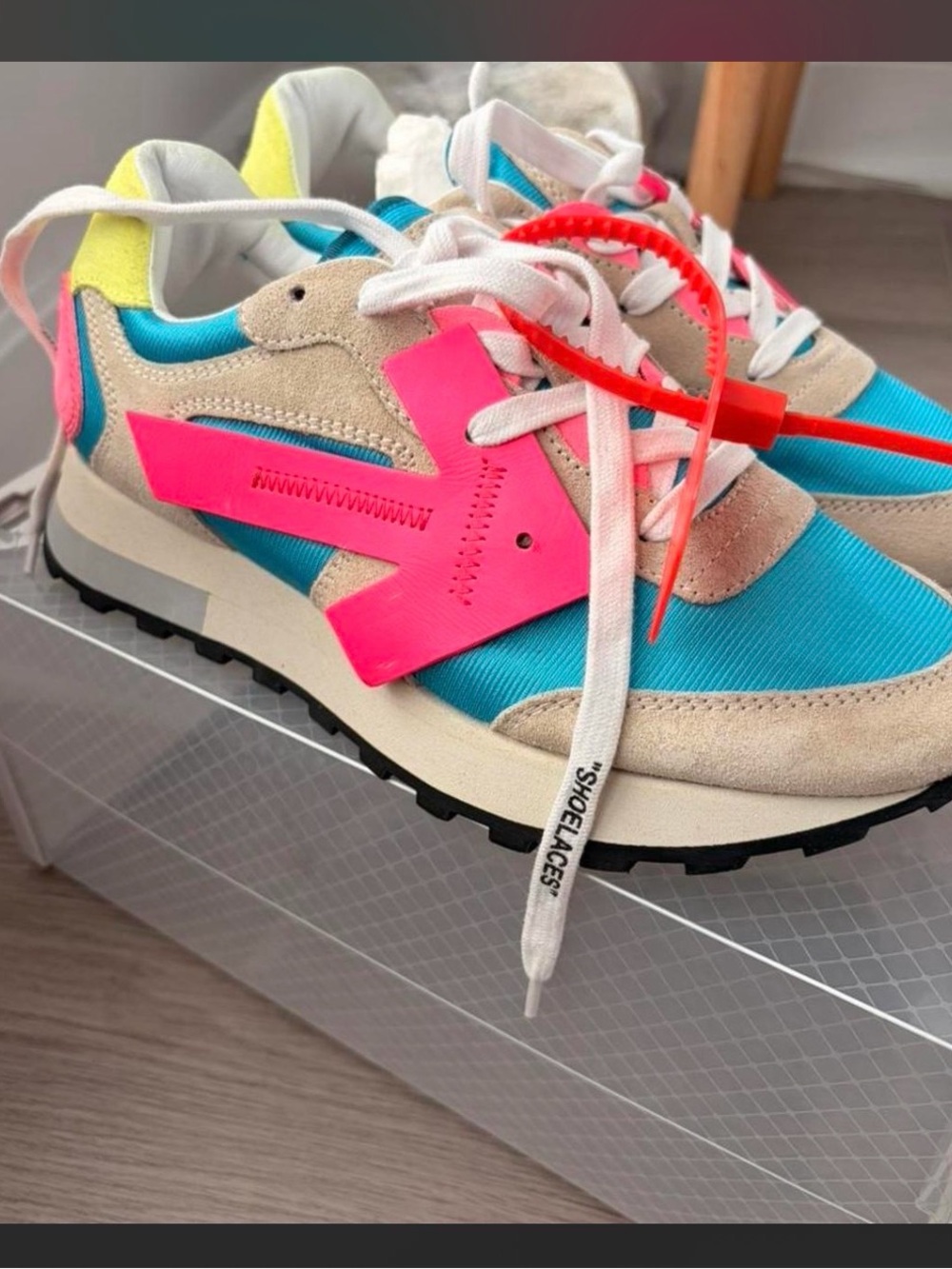Off-White Kids Turquoise Pink Low-Top Sneakers